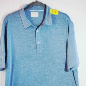 Linksoul Shirt Polo Men  Blue Short Sleeve Golf‎ Casual Tempus Fugit L